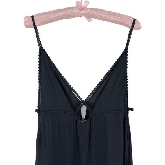 RARE Vtg NWT Free People Gray Lace Crochet Maxi Slip Dress | Whimsigoth Boho M - Picture 8 of 16